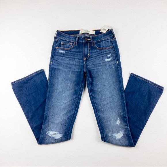 A&F bootcut flare jeans ripped distressed blue - Picture 2 of 8